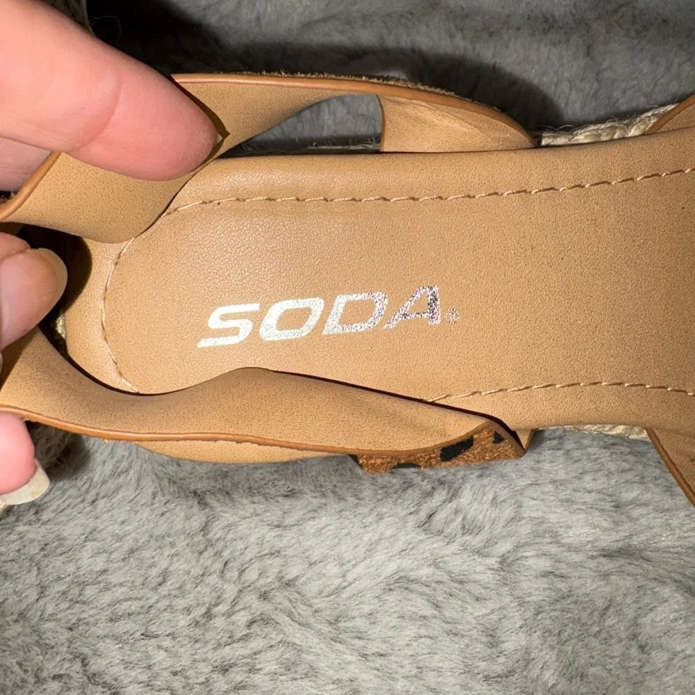 Soda Tan and Black Animal-Print Espadrille Sandals